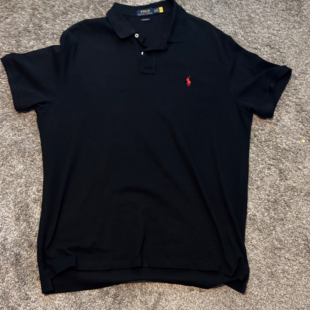 Polo by Ralph Lauren Men's Polo Shirt in Black with Red Logo